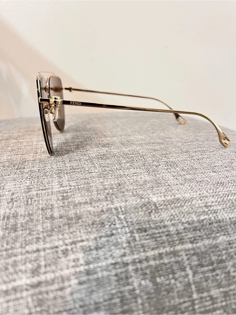 Fendi Gold Aviator Sunglasses with Gradient Amber Lenses - Unbranded